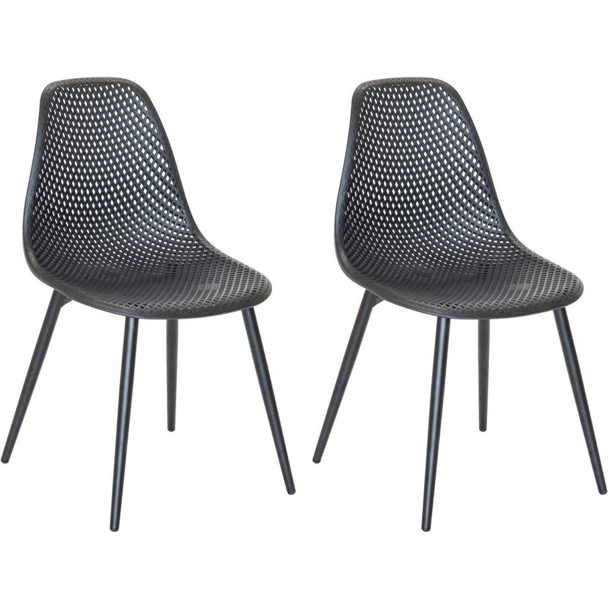 Chaise en aluminium et assise en résine Malte (Lot de 2) - Imagen 1