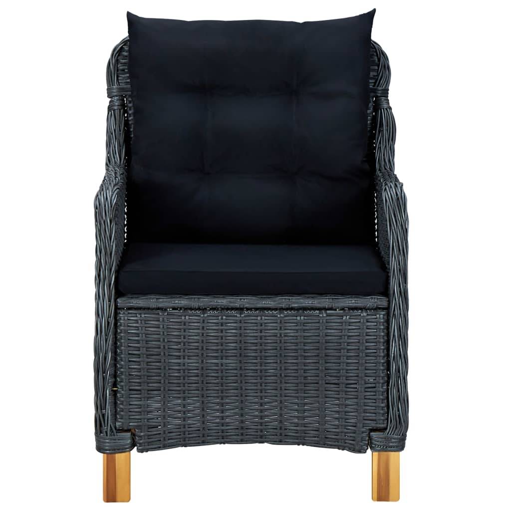 Helloshop26 - Salon de jardin meuble d'extérieur ensemble de mobilier 3 pièces avec coussins résine tressée gris foncé - Imagen 4