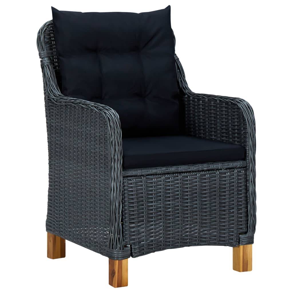 Helloshop26 - Salon de jardin meuble d'extérieur ensemble de mobilier 3 pièces avec coussins résine tressée gris foncé - Imagen 3