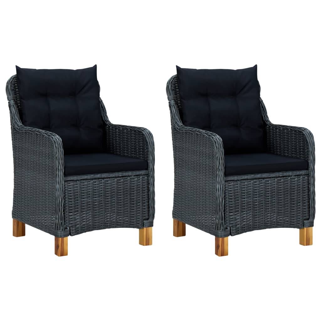 Helloshop26 - Salon de jardin meuble d'extérieur ensemble de mobilier 3 pièces avec coussins résine tressée gris foncé - Imagen 2