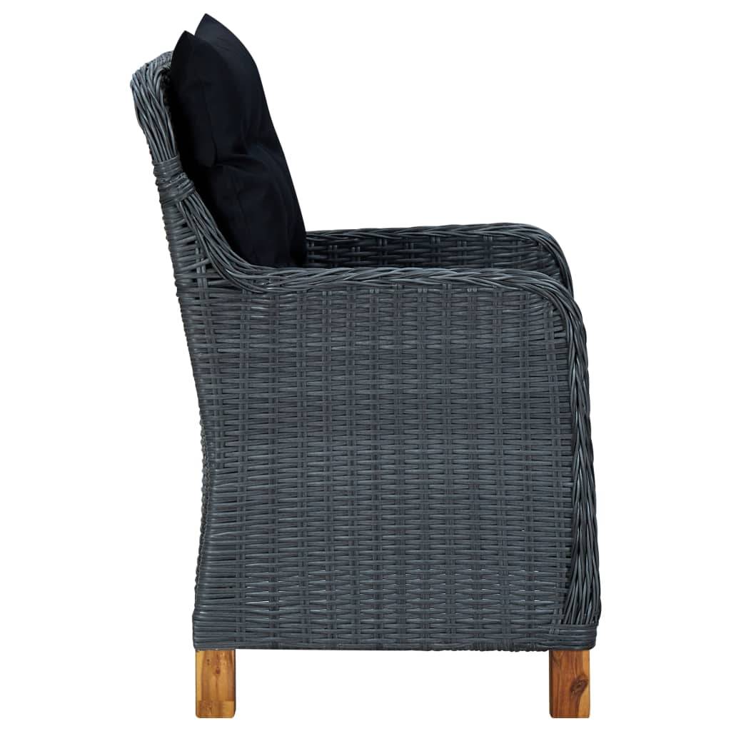 Helloshop26 - Salon de jardin meuble d'extérieur ensemble de mobilier 3 pièces avec coussins résine tressée gris foncé - Imagen 6