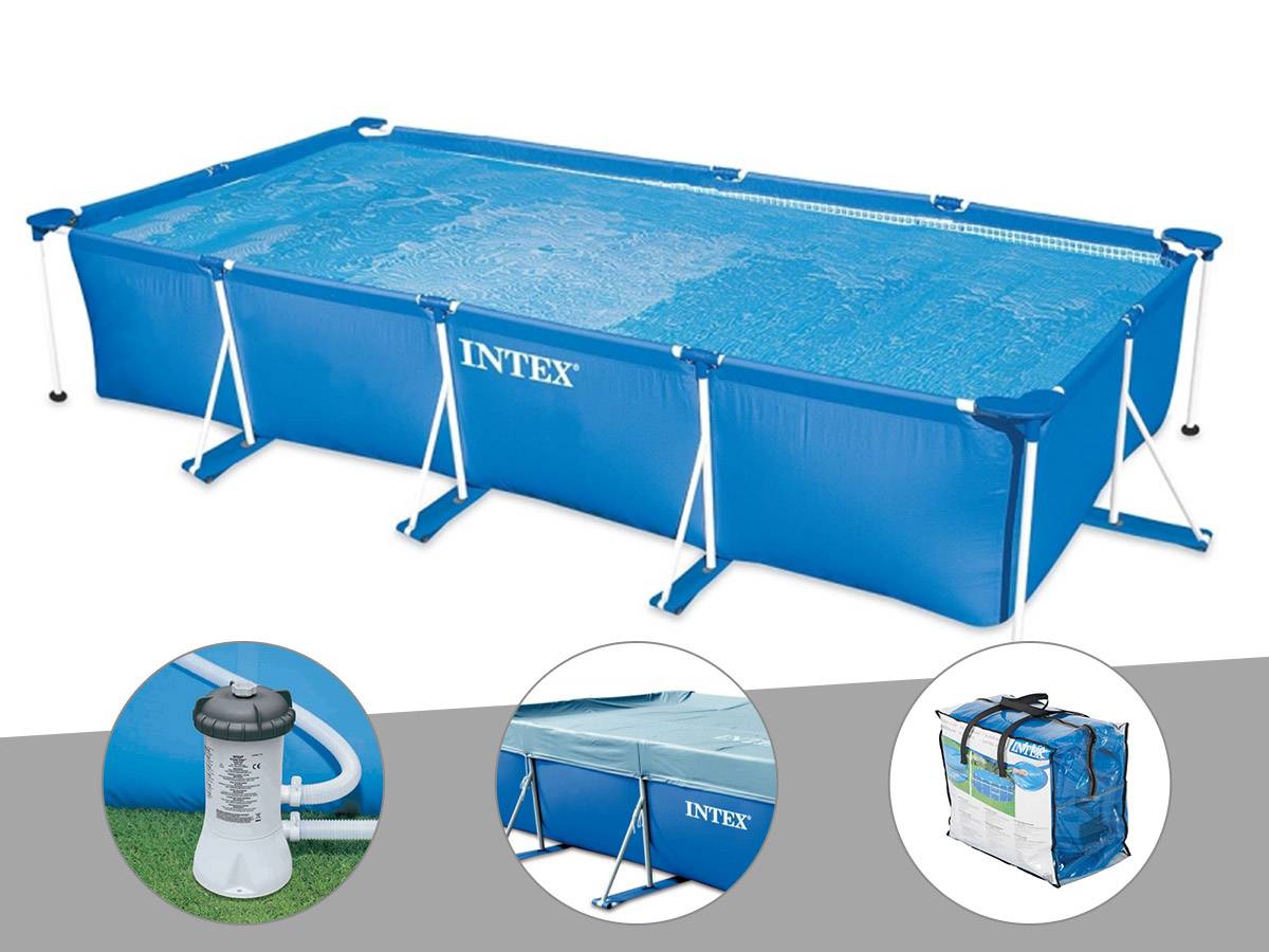 Kit piscine tubulaire rectangulaire Intex 4,50 x 2,20 x 0,84 m + Filtration à cartouche + Bâche de protection + Bâche à bulles - Imagen 2