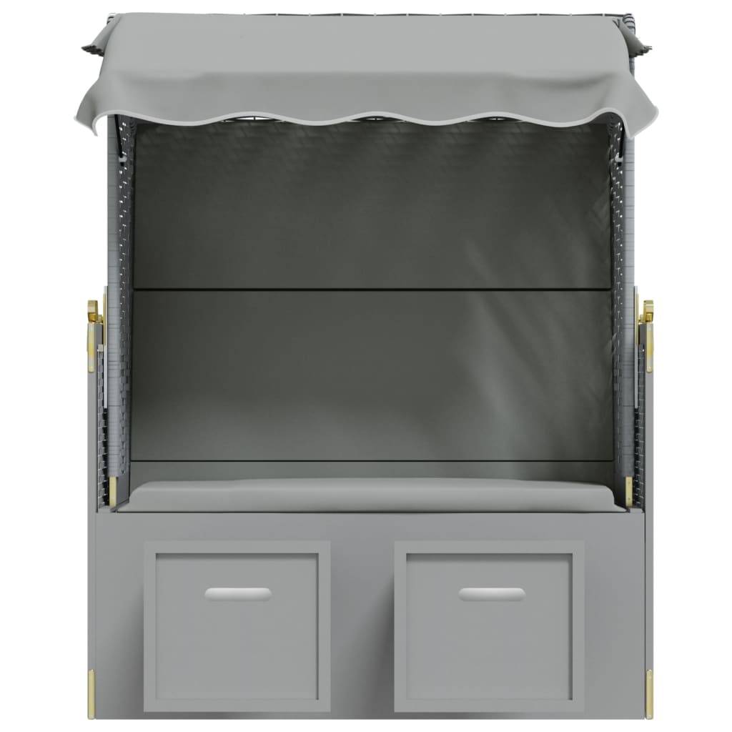 Helloshop26 - Strandkorb avec auvent résine tressée et bois solide gris - Imagen 4