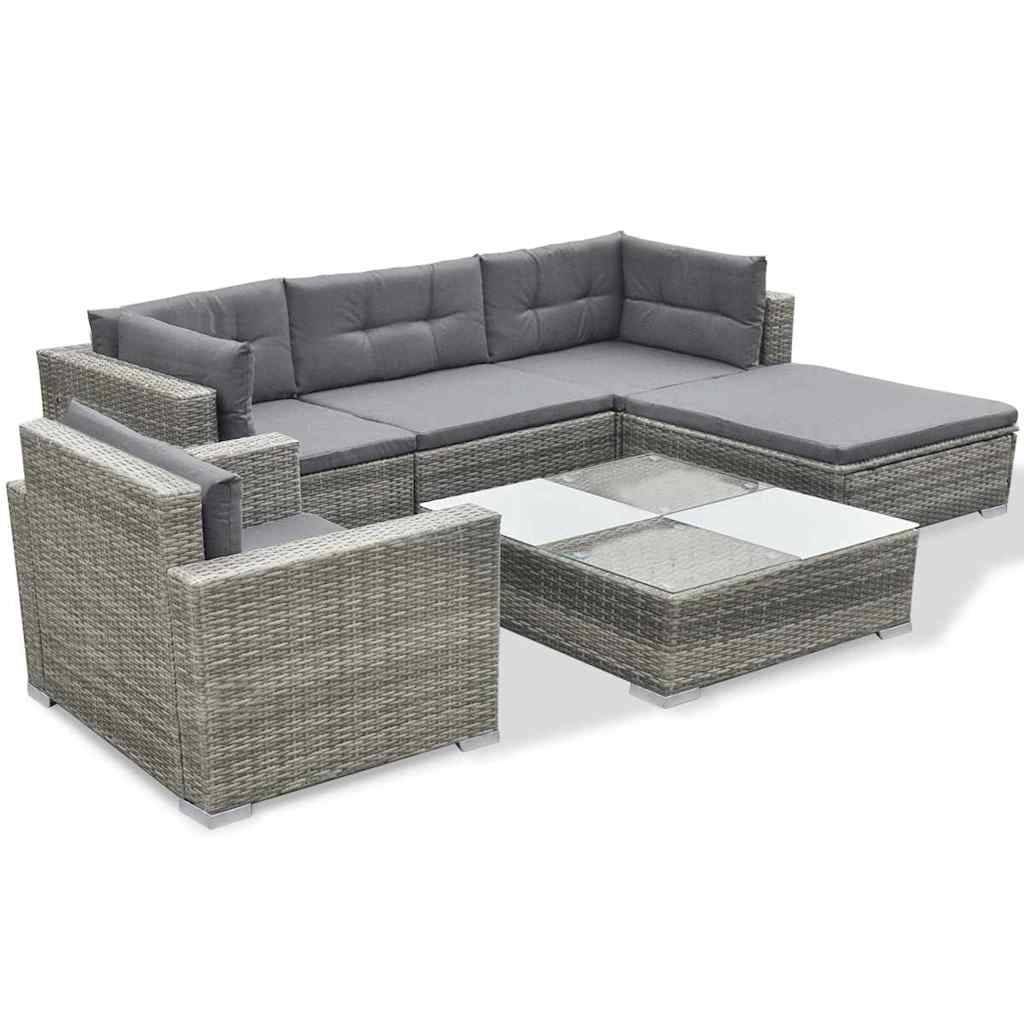 Vidaxl - Salon de jardin 6 pcs avec coussins résine tressée gris vidaXL 41879 - Imagen 4