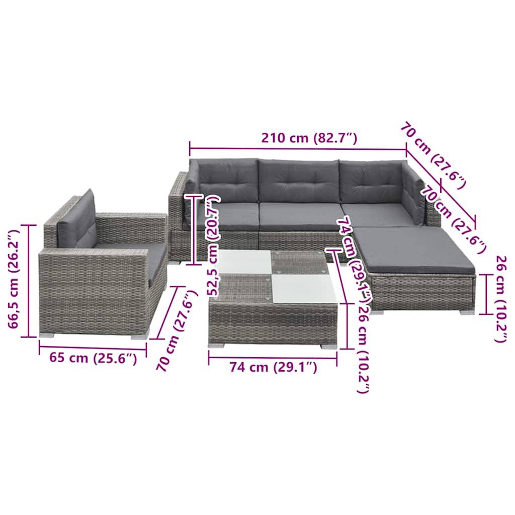 Vidaxl - Salon de jardin 6 pcs avec coussins résine tressée gris vidaXL 41879 - Image 3