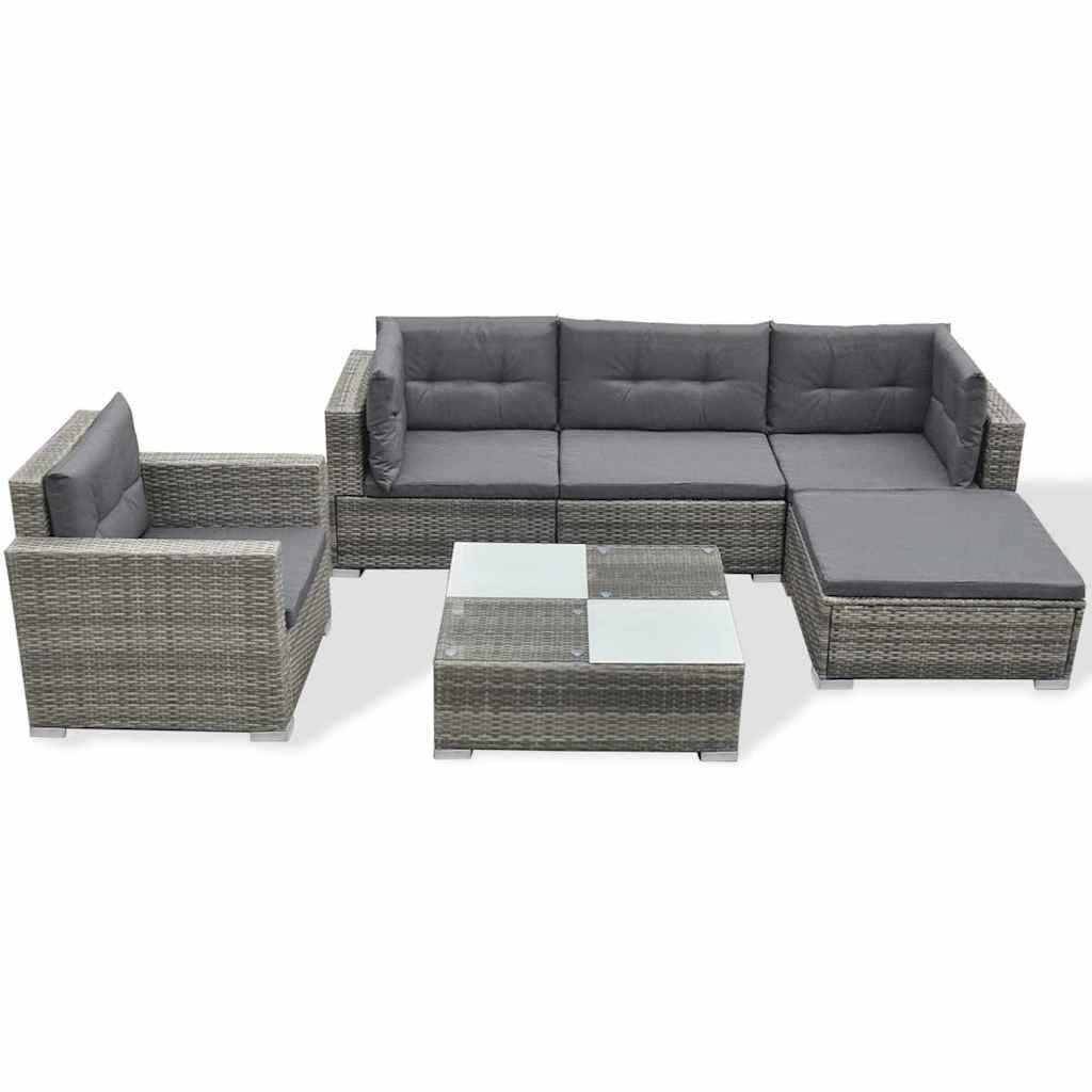 Vidaxl - Salon de jardin 6 pcs avec coussins résine tressée gris vidaXL 41879 - Imagen 2