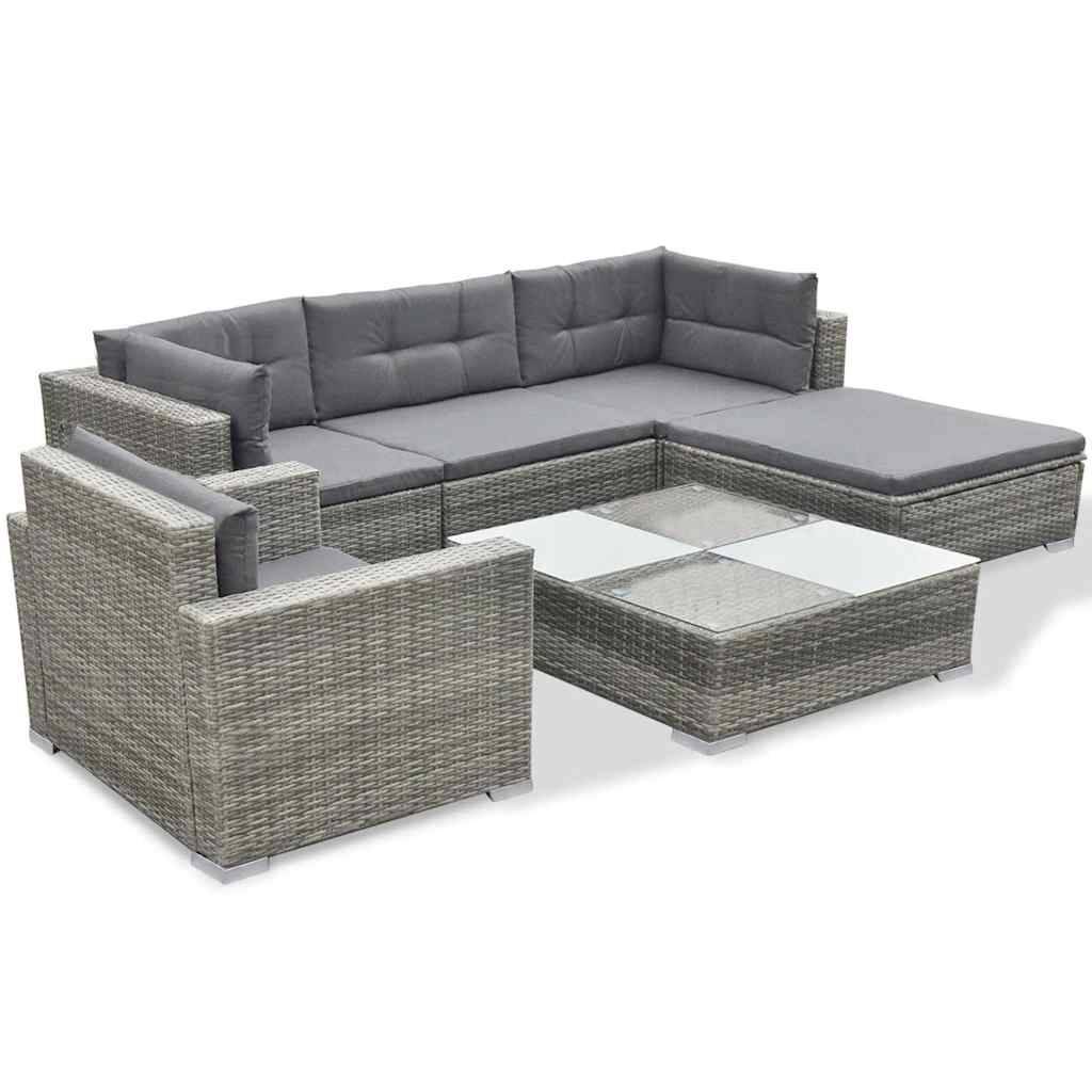 Vidaxl - Salon de jardin 6 pcs avec coussins résine tressée gris vidaXL 41879 - Image 4