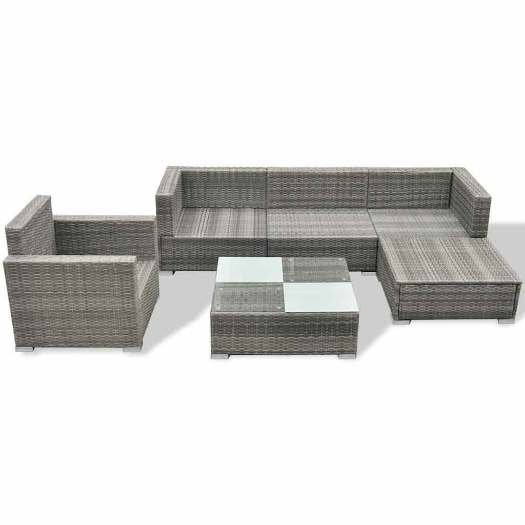Vidaxl - Salon de jardin 6 pcs avec coussins résine tressée gris vidaXL 41879 - Image 5