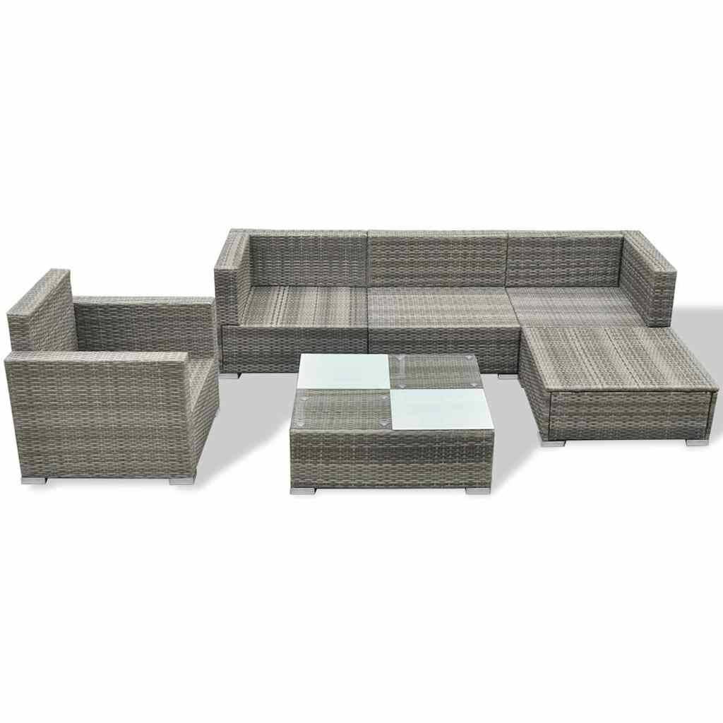 Vidaxl - Salon de jardin 6 pcs avec coussins résine tressée gris vidaXL 41879 - Imagen 5