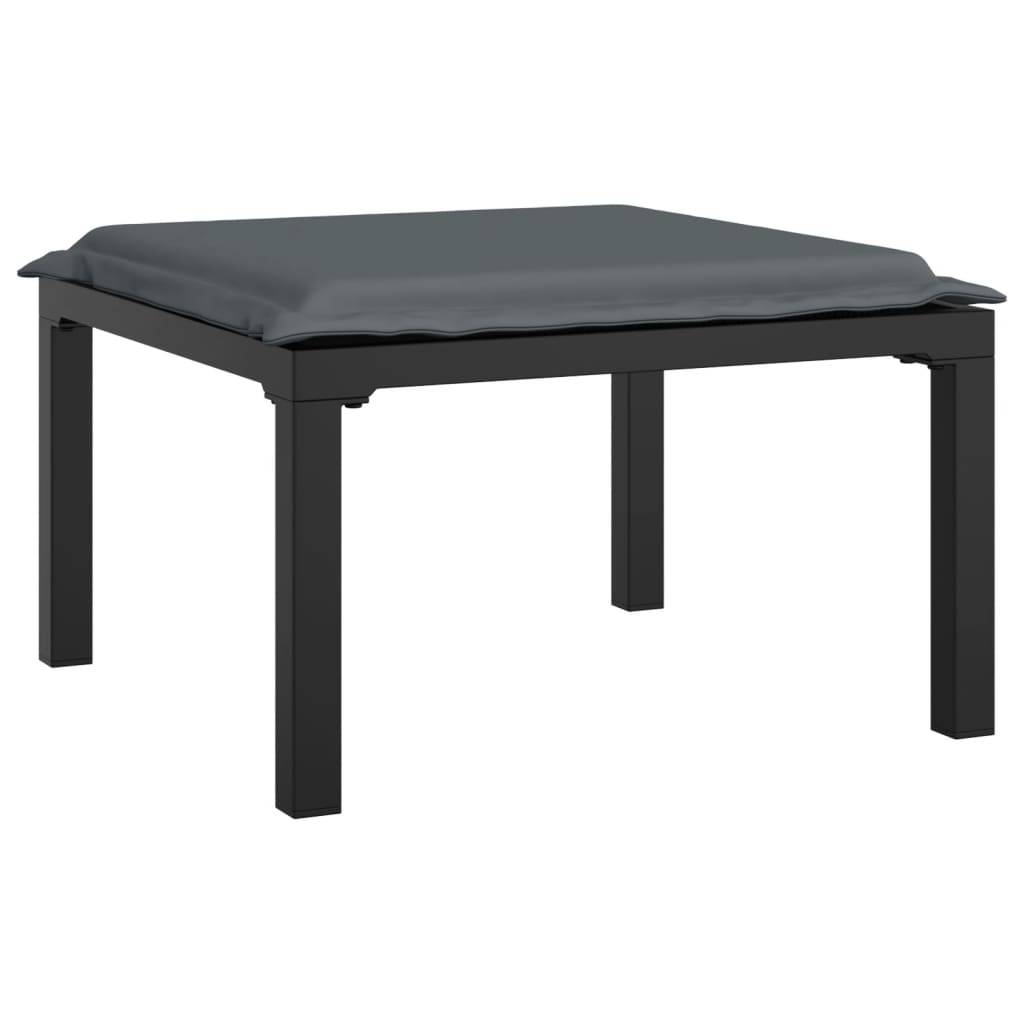 Salon de jardin meuble d'extérieur ensemble de mobilier 6 pièces noir et gris résine tressée - Image 5