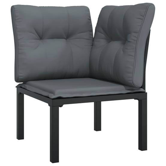 Salon de jardin meuble d'extérieur ensemble de mobilier 6 pièces noir et gris résine tressée - Image 2