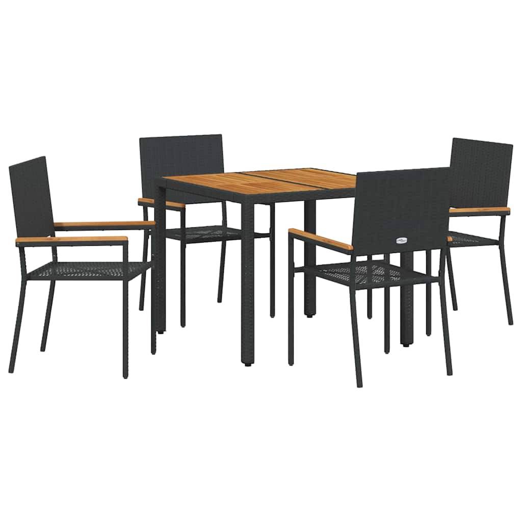 Ensemble de salle à manger pour jardin 5 pcs Noir polyrotin 90 x 90 x 75 cm, Poids :36kg - PANGIVO - Image 2