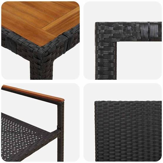 Ensemble de salle à manger pour jardin 5 pcs Noir polyrotin 90 x 90 x 75 cm, Poids :36kg - PANGIVO - Image 9