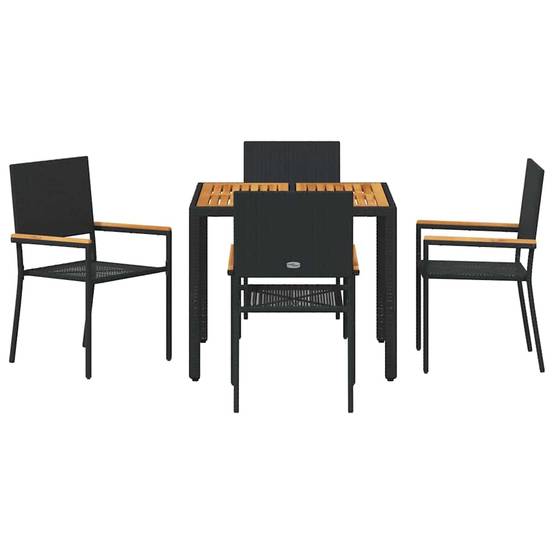Ensemble de salle à manger pour jardin 5 pcs Noir polyrotin 90 x 90 x 75 cm, Poids :36kg - PANGIVO - Image 7