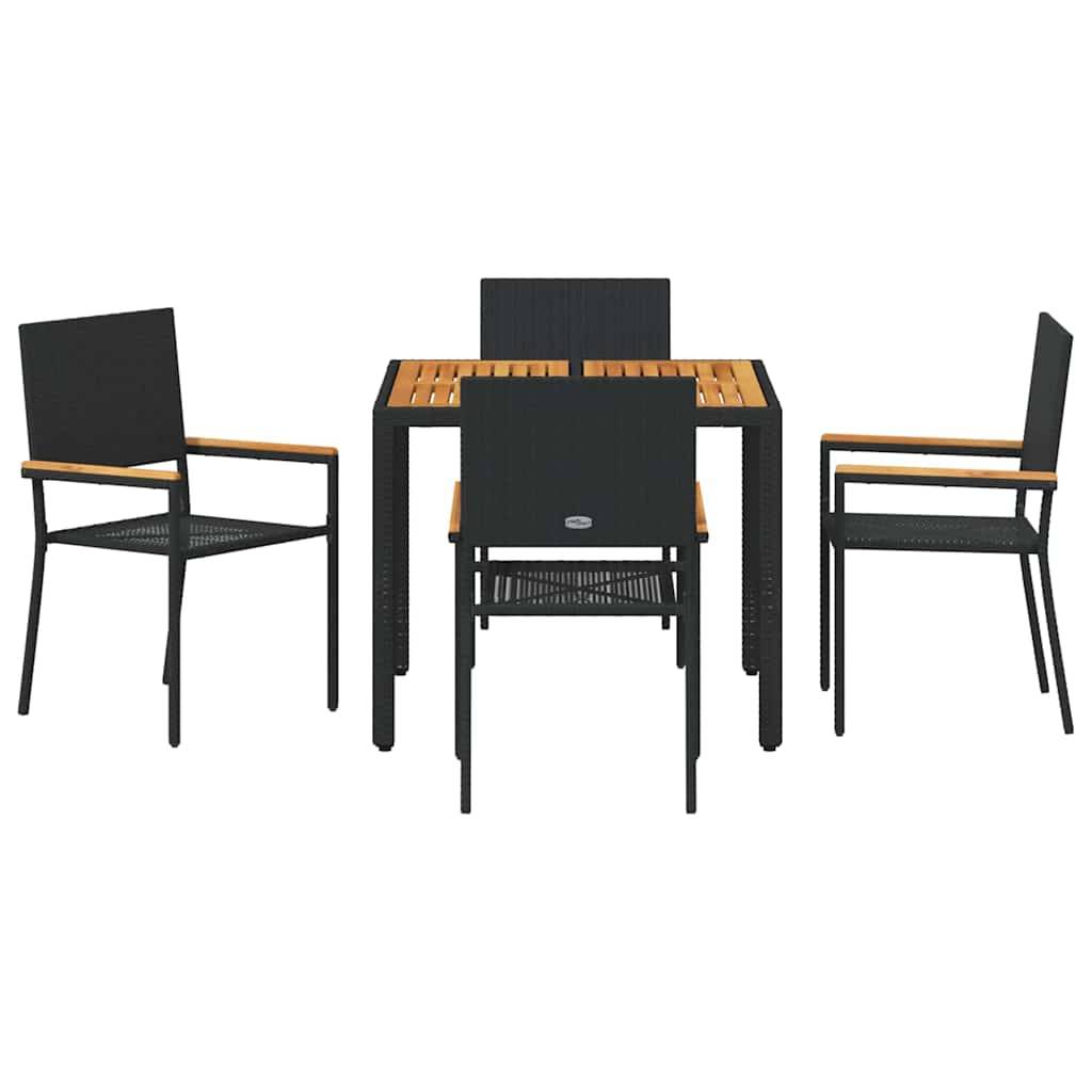 Ensemble de salle à manger pour jardin 5 pcs Noir polyrotin 90 x 90 x 75 cm, Poids :36kg - PANGIVO - Image 7