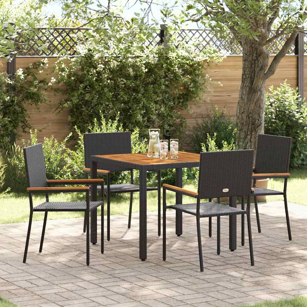 Ensemble de salle à manger pour jardin 5 pcs Noir polyrotin 90 x 90 x 75 cm, Poids :36kg - PANGIVO - Image 1