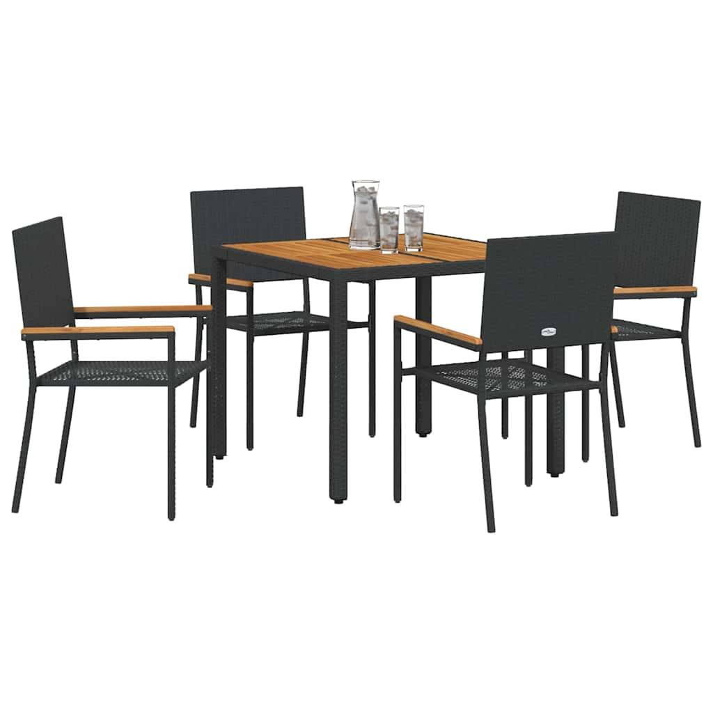 Ensemble de salle à manger pour jardin 5 pcs Noir polyrotin 90 x 90 x 75 cm, Poids :36kg - PANGIVO - Image 3