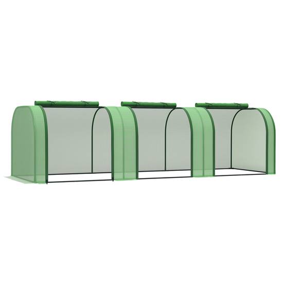 Serre aluminium, 3 portes enroulables, bâche robuste acier 2,95x1x0,8 m verte, jardin potager cultures - Image 1
