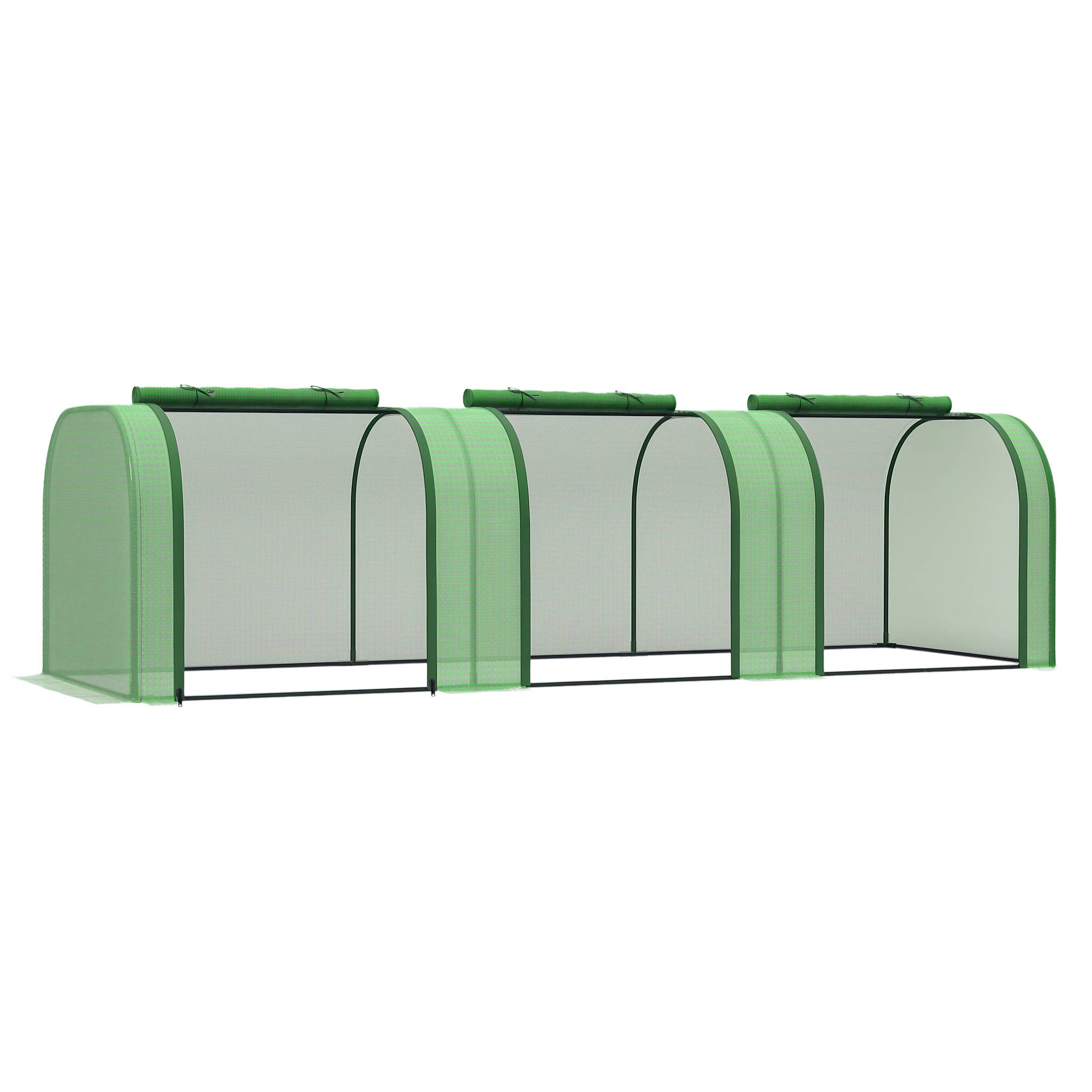 Serre aluminium, 3 portes enroulables, bâche robuste acier 2,95x1x0,8 m verte, jardin potager cultures - Image 1