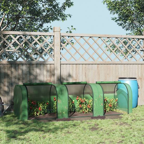 Serre aluminium, 3 portes enroulables, bâche robuste acier 2,95x1x0,8 m verte, jardin potager cultures - Image 3