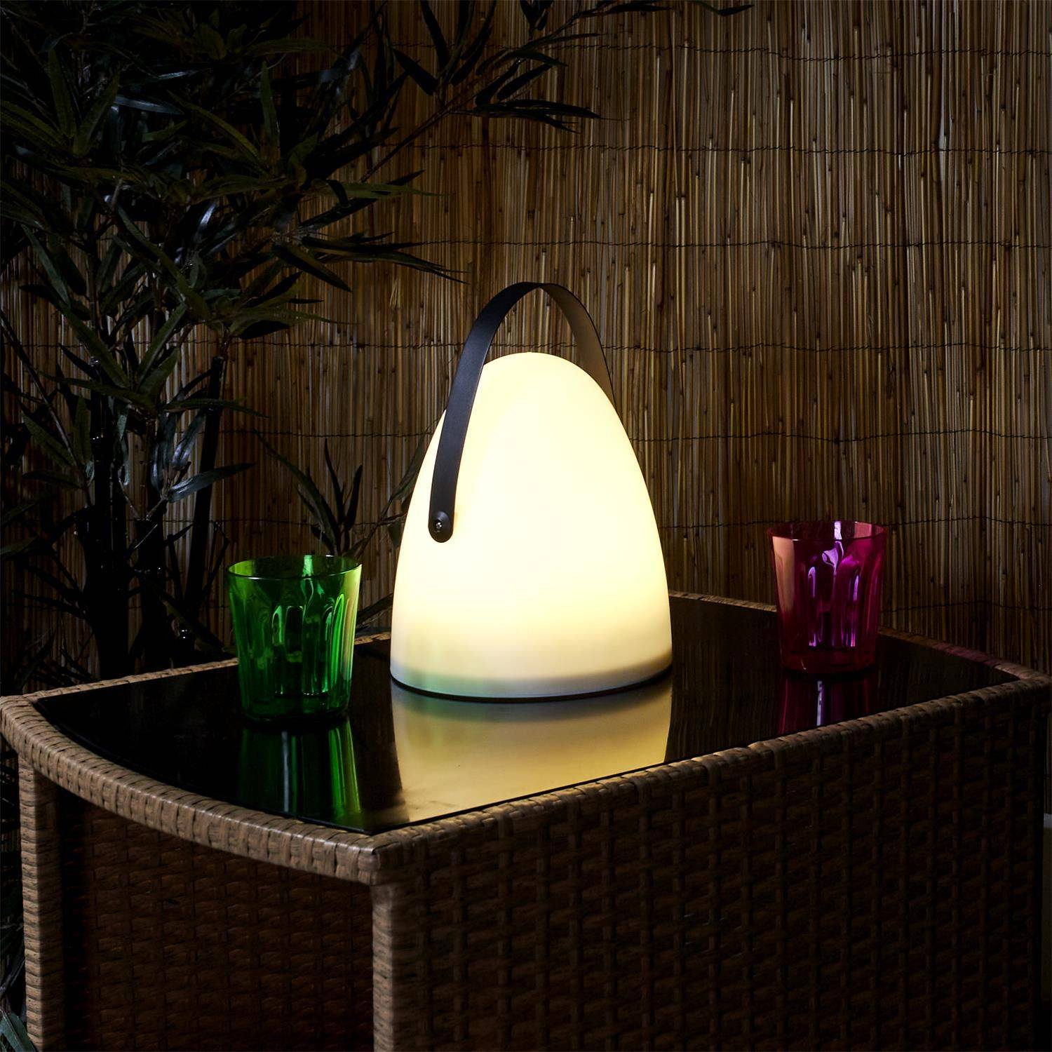 Sans Marque - Lampe d'extérieur à poser avec poignée - Hauteur 30 cm - Blanc et Noir - Toilinux - Imagen 2