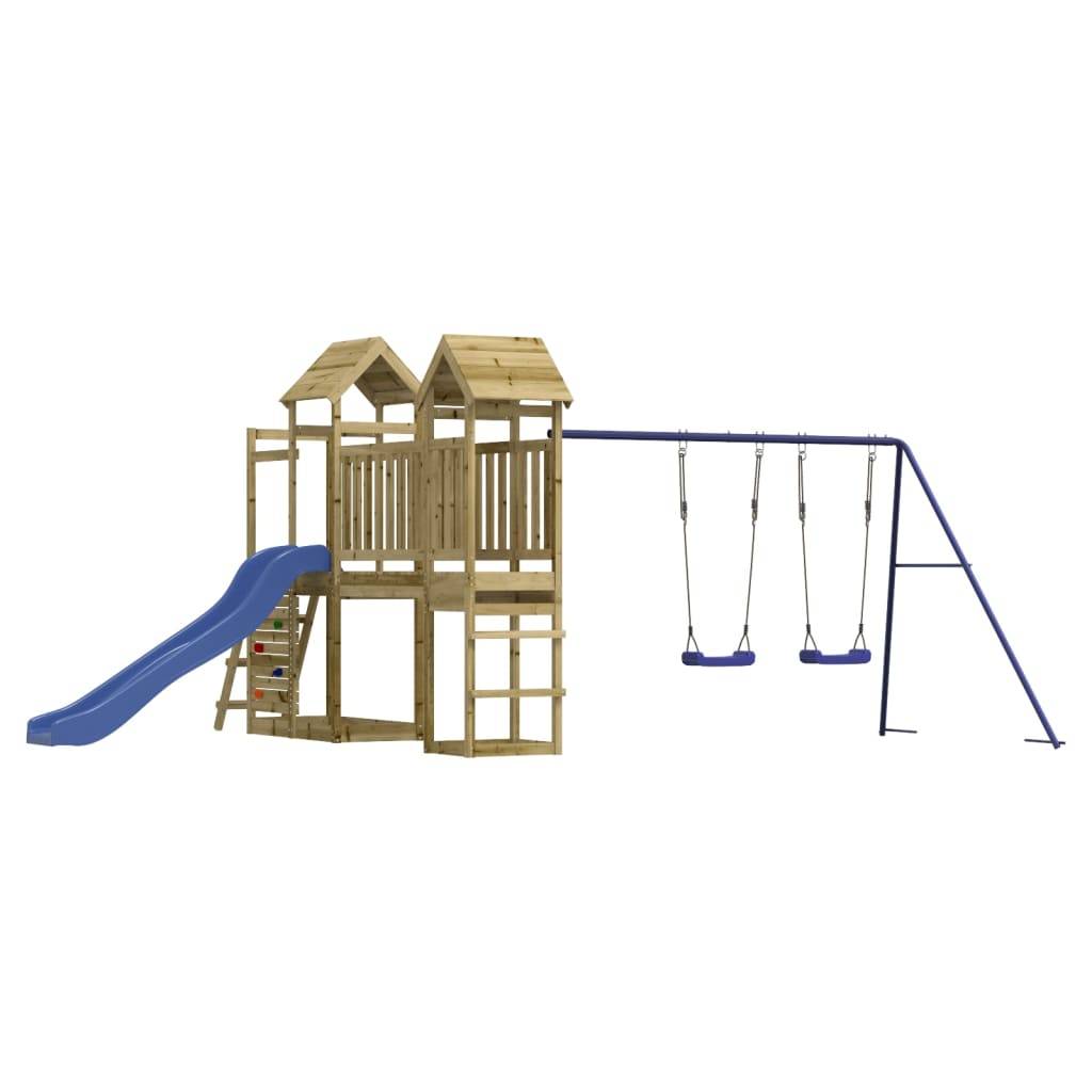 Helloshop26 - Aire de jeux d'extérieur balançoires toboggan portiques robuste jeux jardin 505 x 332 x 214 cm bois de pin imprégné - Imagen 3