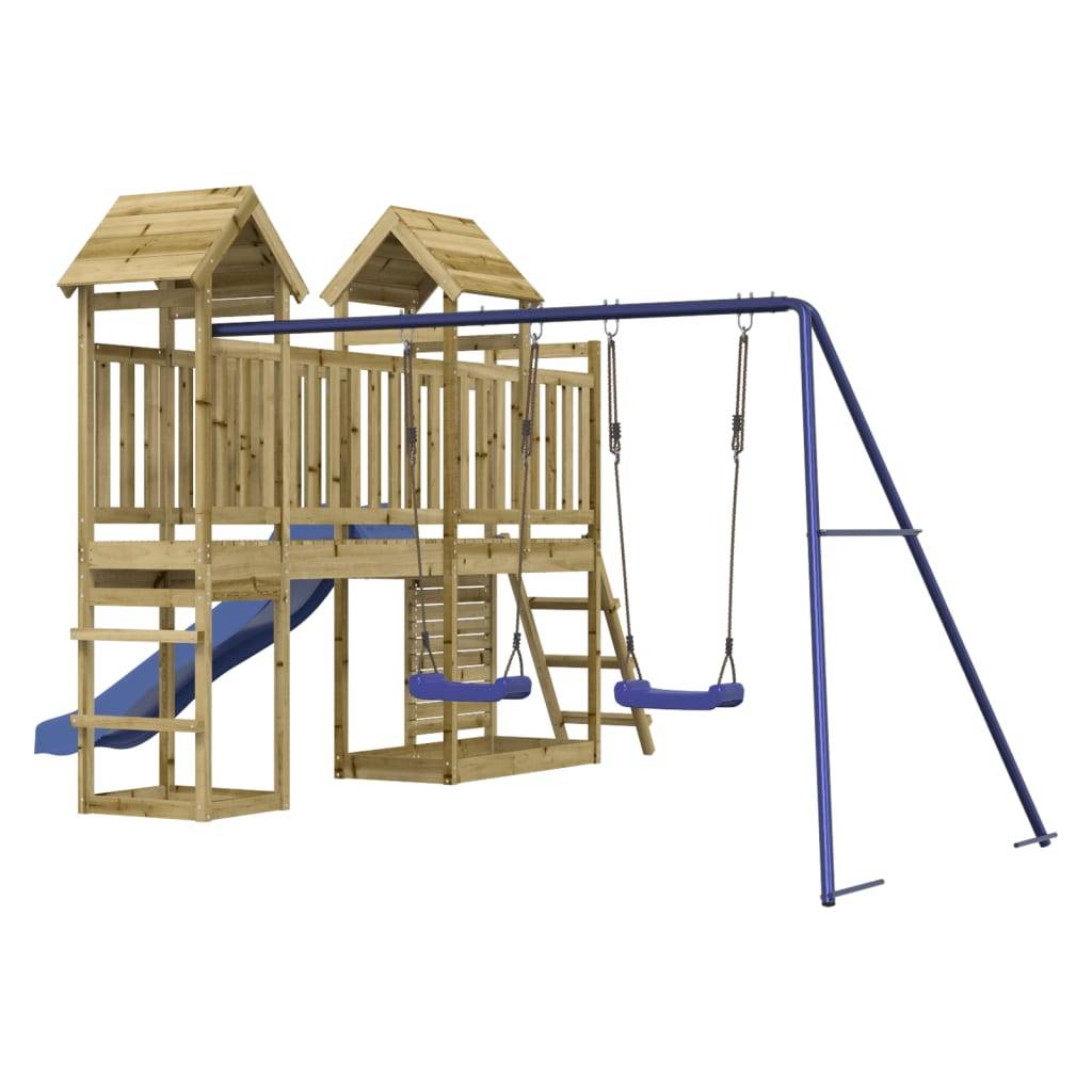 Helloshop26 - Aire de jeux d'extérieur balançoires toboggan portiques robuste jeux jardin 505 x 332 x 214 cm bois de pin imprégné - Imagen 1