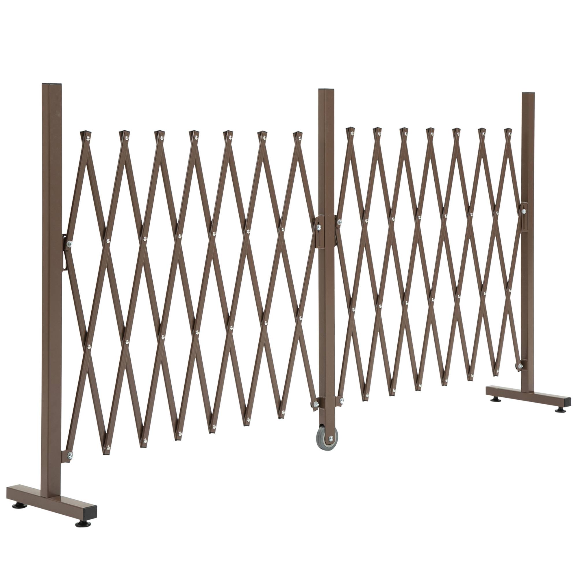 ComfortXL - Barrière extensible jardin aluminium et fer 52 à 405 cm brun foncé séparation terrasse et balcon modulable - Image 10