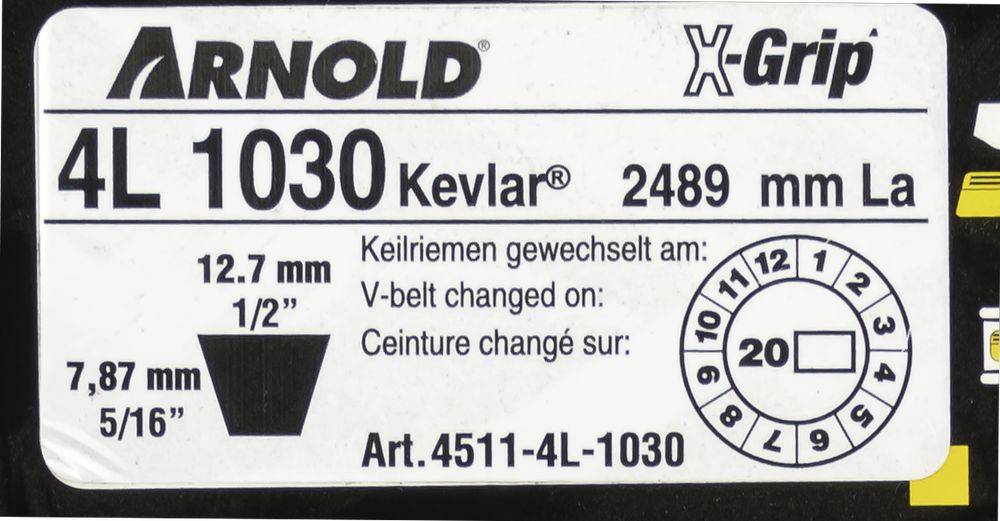 Arnold - Courroie trapézoïdale X-Grip V de type 4L1030 Arnold - Imagen 2