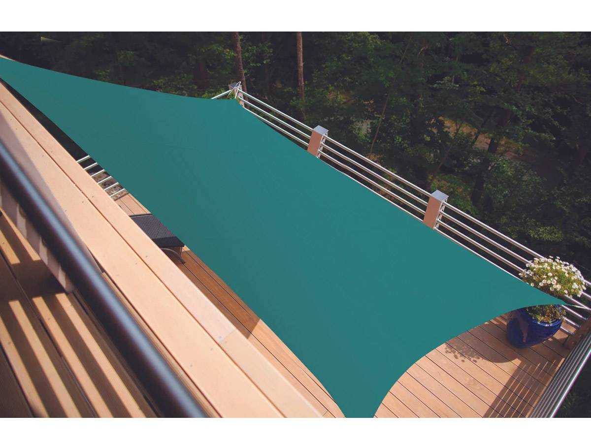 Voile d'ombrage rectangulaire SERENITY - 4,20 x 3,00 m - Bleu Canard - Jardiline