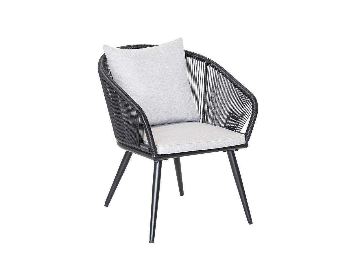 Lot de 2 Fauteuils de jardin en résine tressée structure en alu noir + coussin gris Comores - Jardiline - Imagen 3