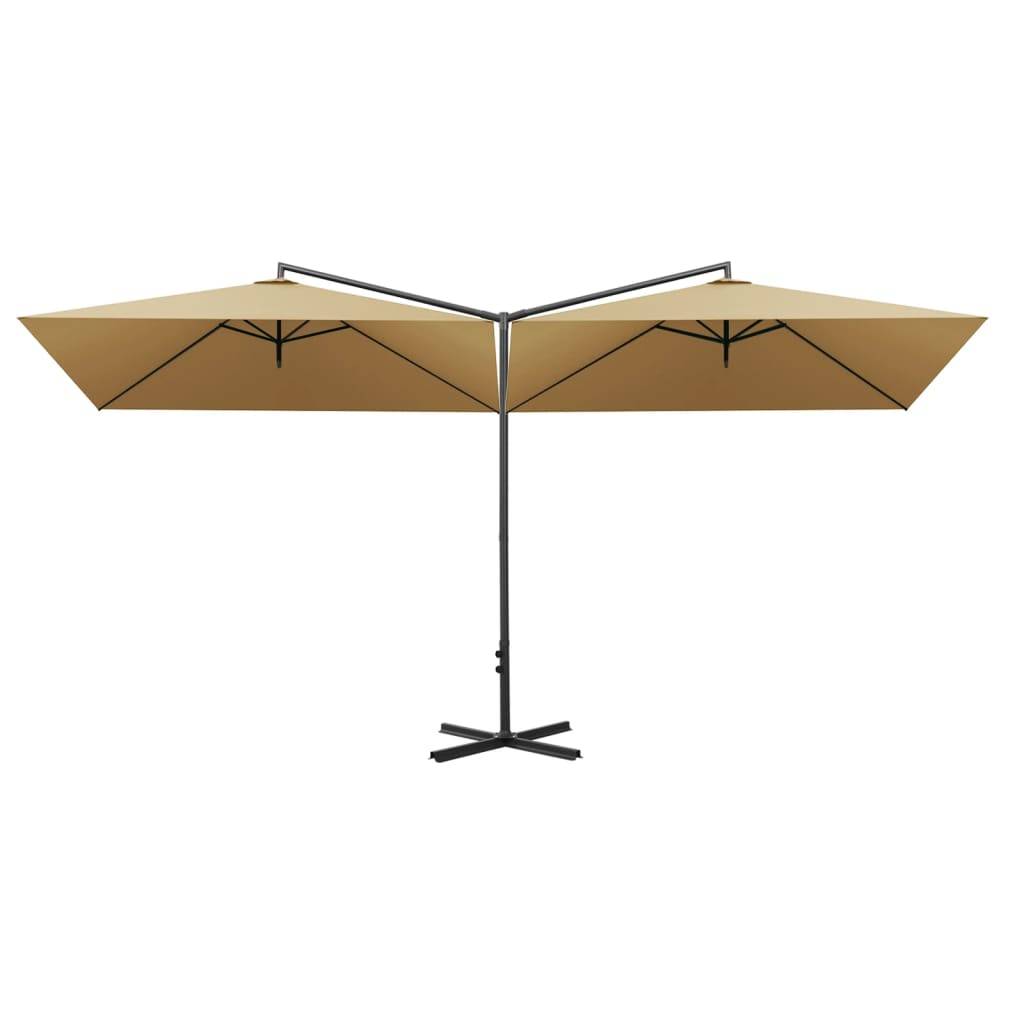 Helloshop26 - Parasol double avec mât en acier taupe 600 x 300 cm - Imagen 2