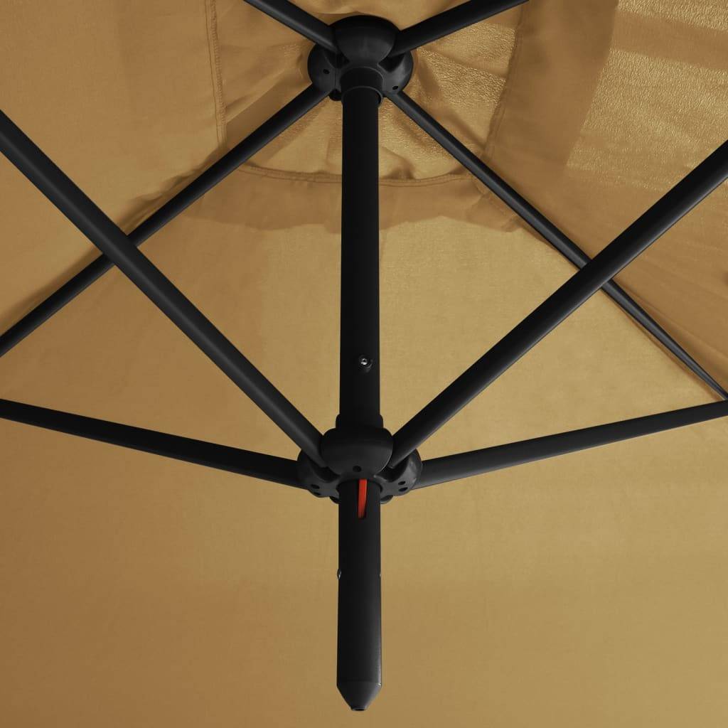 Helloshop26 - Parasol double avec mât en acier taupe 600 x 300 cm - Imagen 4