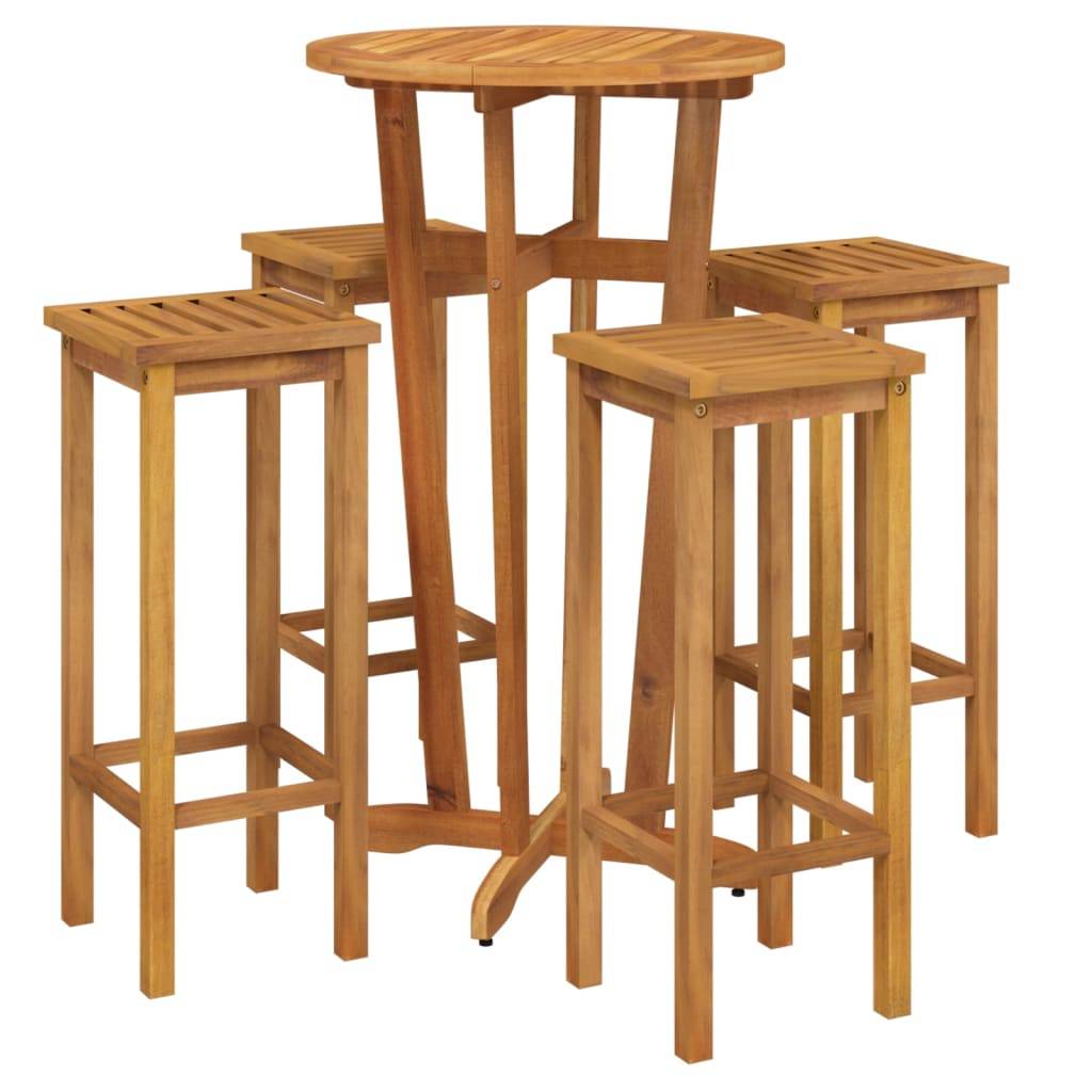 Maison Chic - Ensemble de 5 pcs bar de jardin - Mobilier d'extérieur - Mobilier de jardin bois d'acacia solide-JU2285 - Image 3