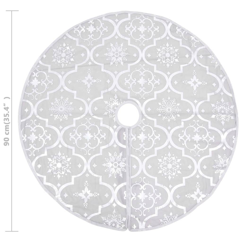 Jupe de sapin de Noël - Robe de sapin - Tapis de sapin de luxe avec chaussette Blanc 90 cm Tissu - Image 8