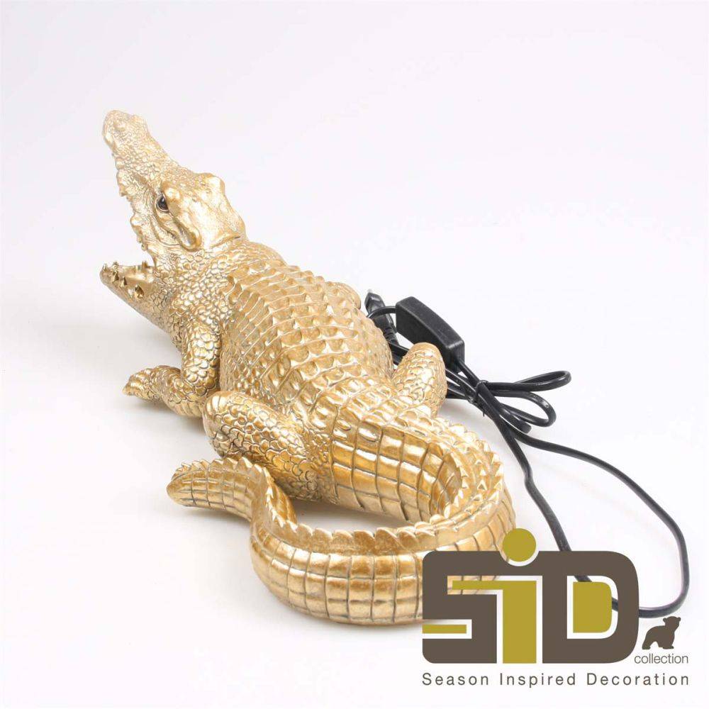 Sid - Lampe animal doré en résine Crocodile - Imagen 4
