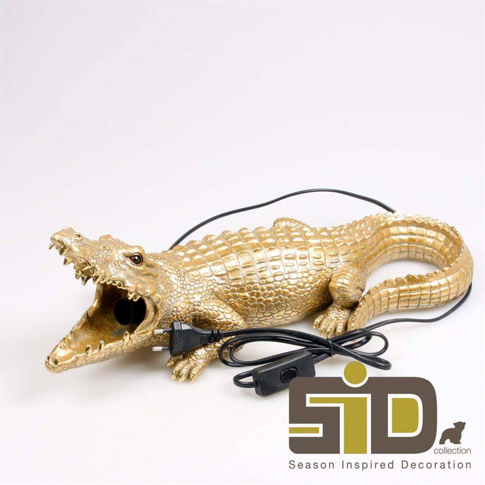 Sid - Lampe animal doré en résine Crocodile - Imagen 2