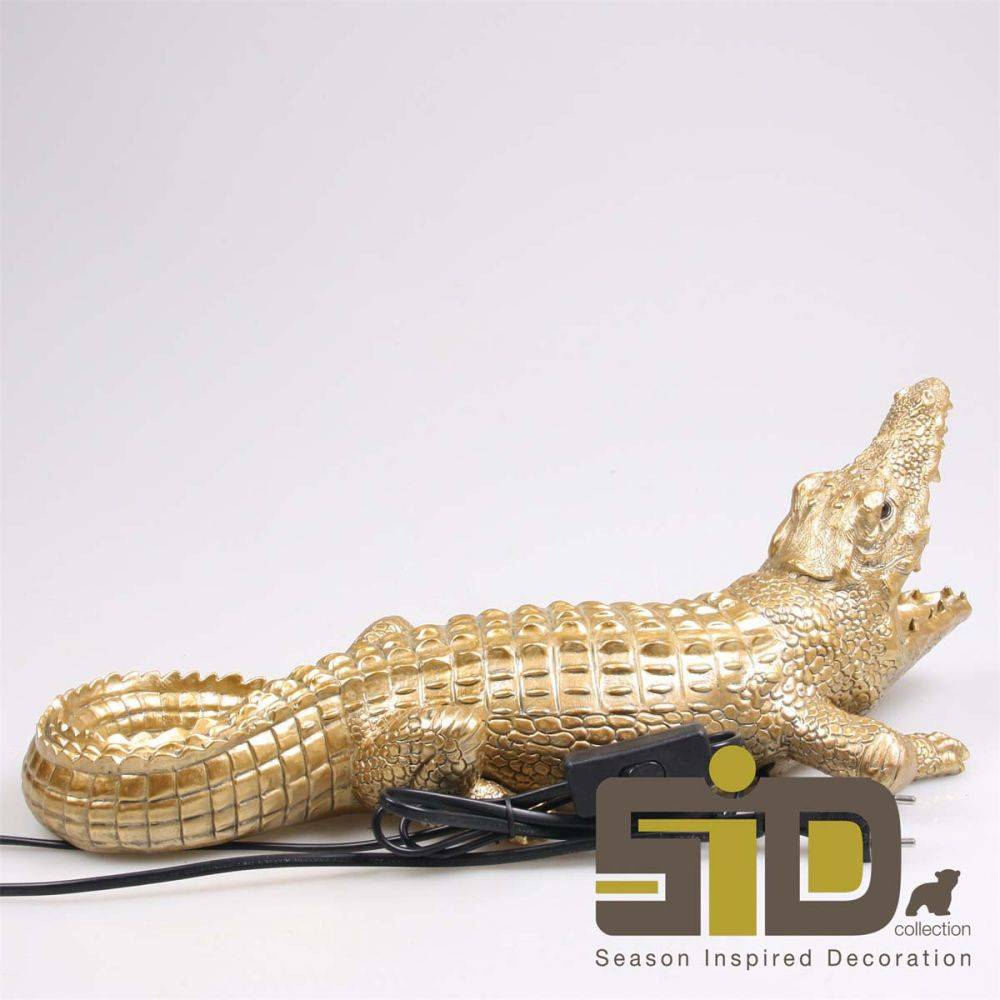 Sid - Lampe animal doré en résine Crocodile - Imagen 3