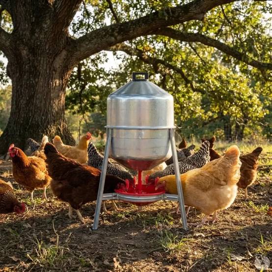 Lot de 2 Abreuvoirs poules et volailles métal galvanisé 30 L sur pieds - Image 2