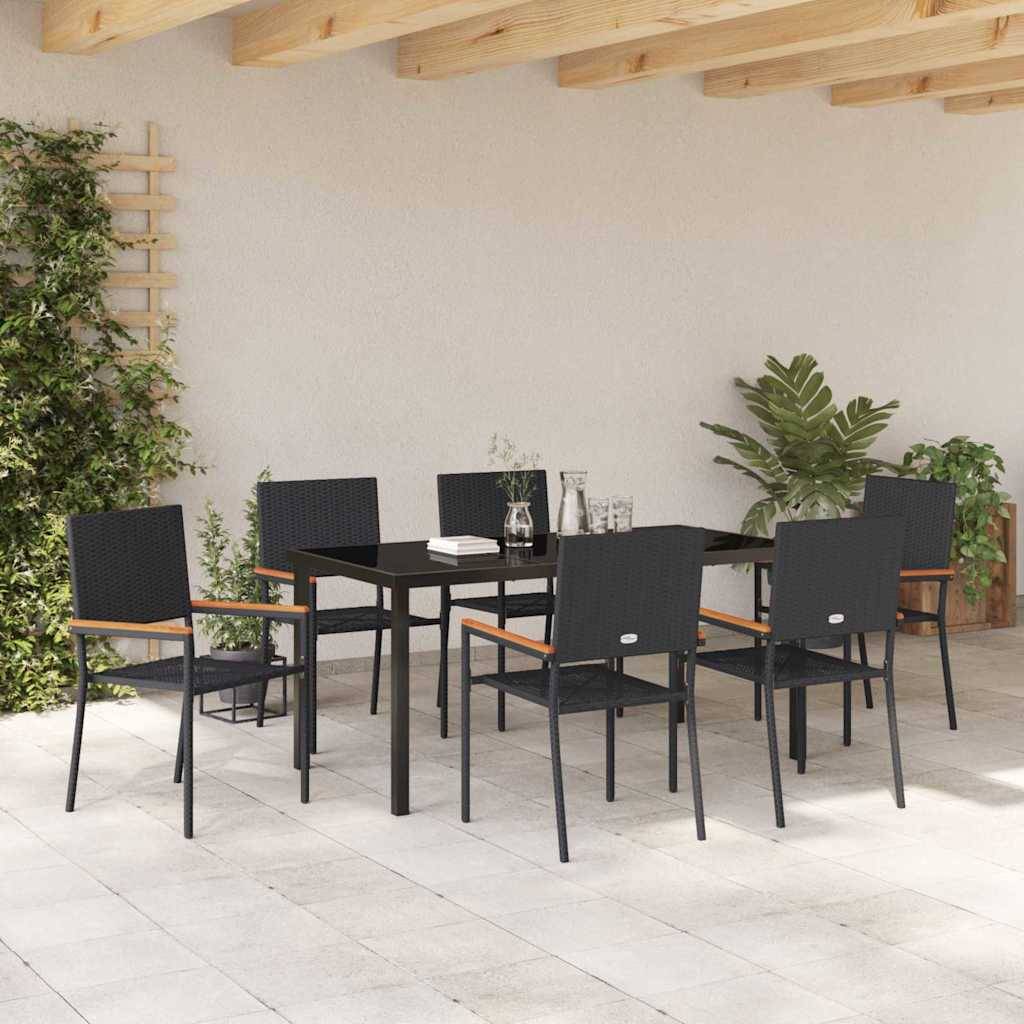 Vidaxl - Ensemble de salle à manger pour jardin 7 pcs Noir polyrotin vidaXL 3379706 - Image 5