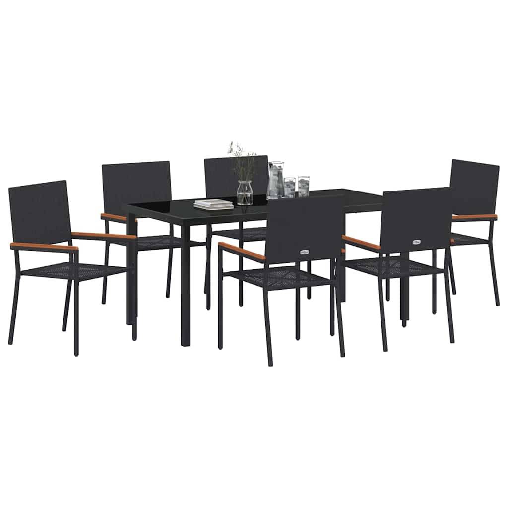 Vidaxl - Ensemble de salle à manger pour jardin 7 pcs Noir polyrotin vidaXL 3379706 - Image 4