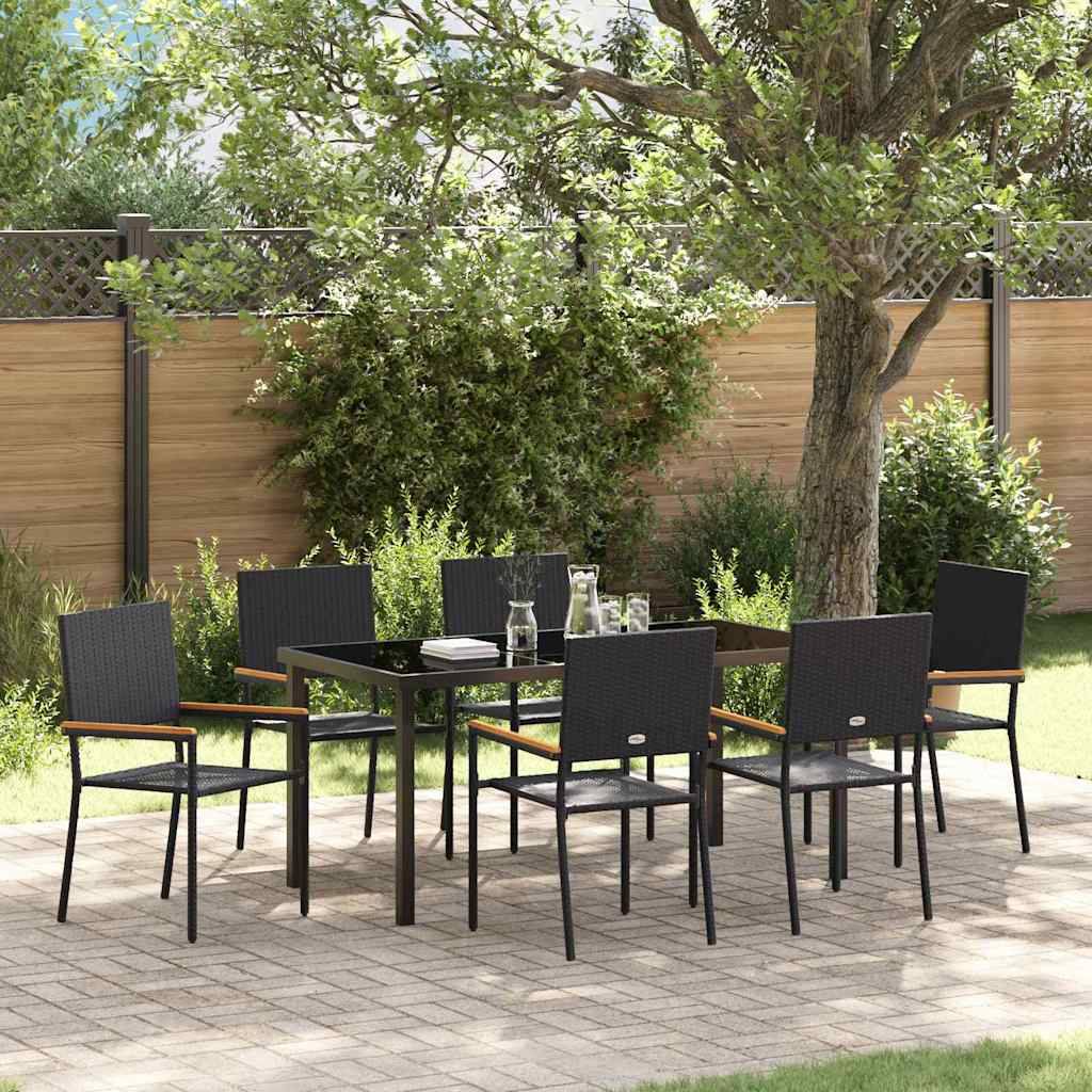 Vidaxl - Ensemble de salle à manger pour jardin 7 pcs Noir polyrotin vidaXL 3379706 - Image 1