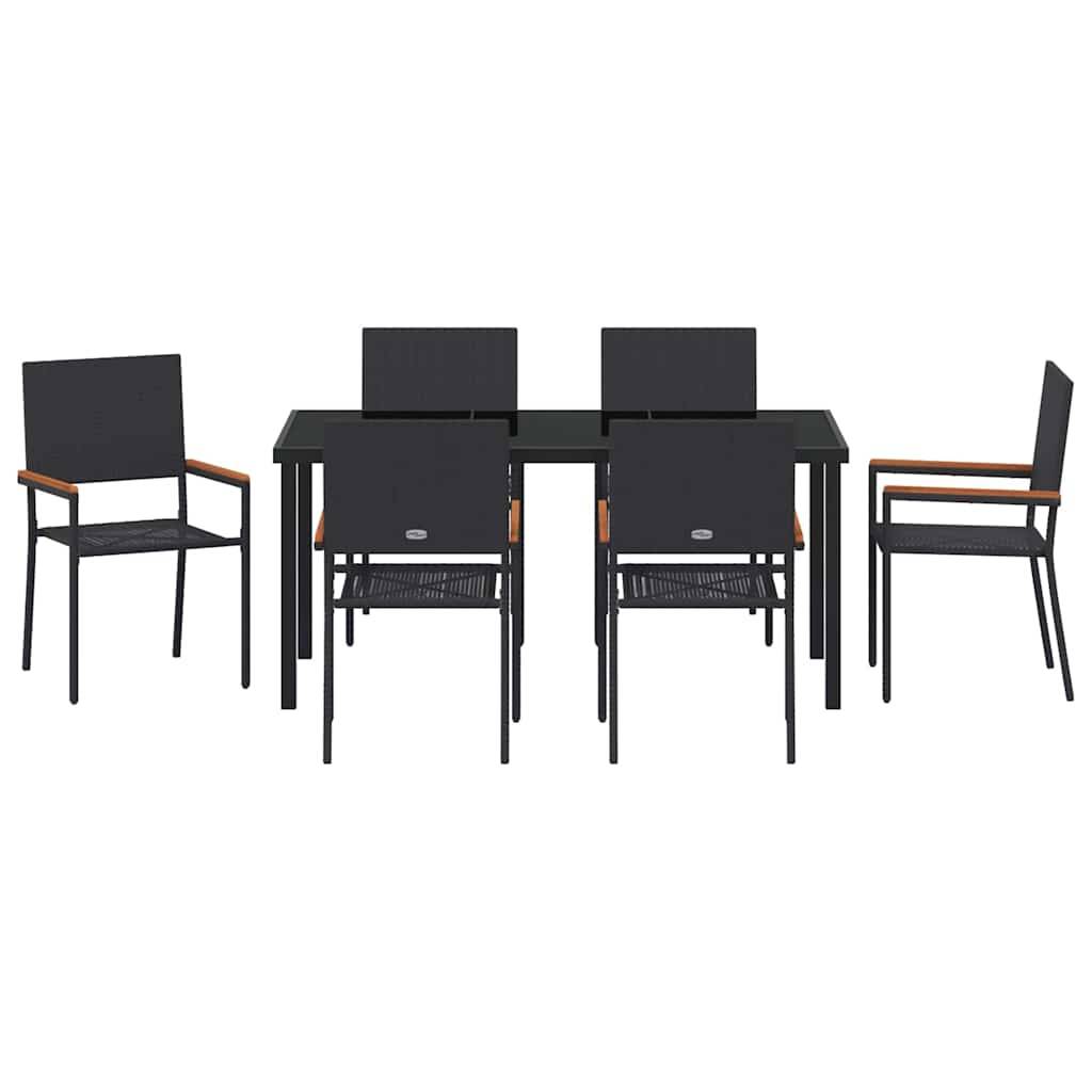 Vidaxl - Ensemble de salle à manger pour jardin 7 pcs Noir polyrotin vidaXL 3379706 - Image 8