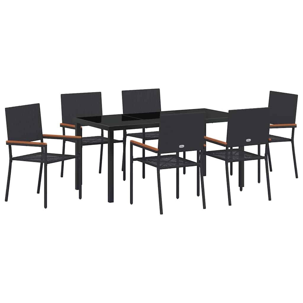 Vidaxl - Ensemble de salle à manger pour jardin 7 pcs Noir polyrotin vidaXL 3379706 - Image 2