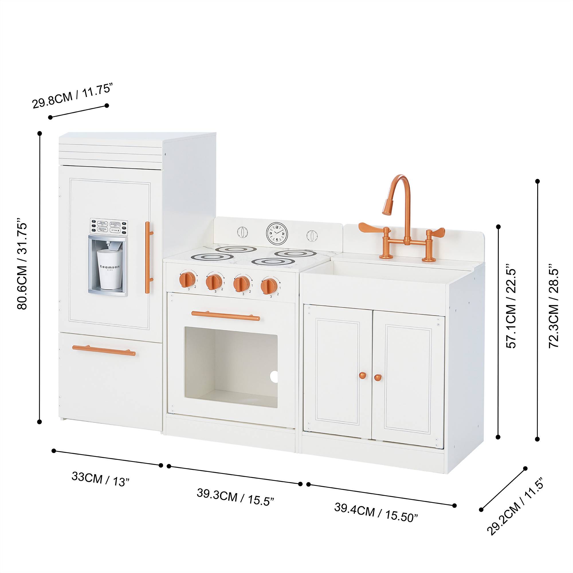 Cuisine en bois pour enfants 80.6 cm, Blanc Teamson Kids - Image 2