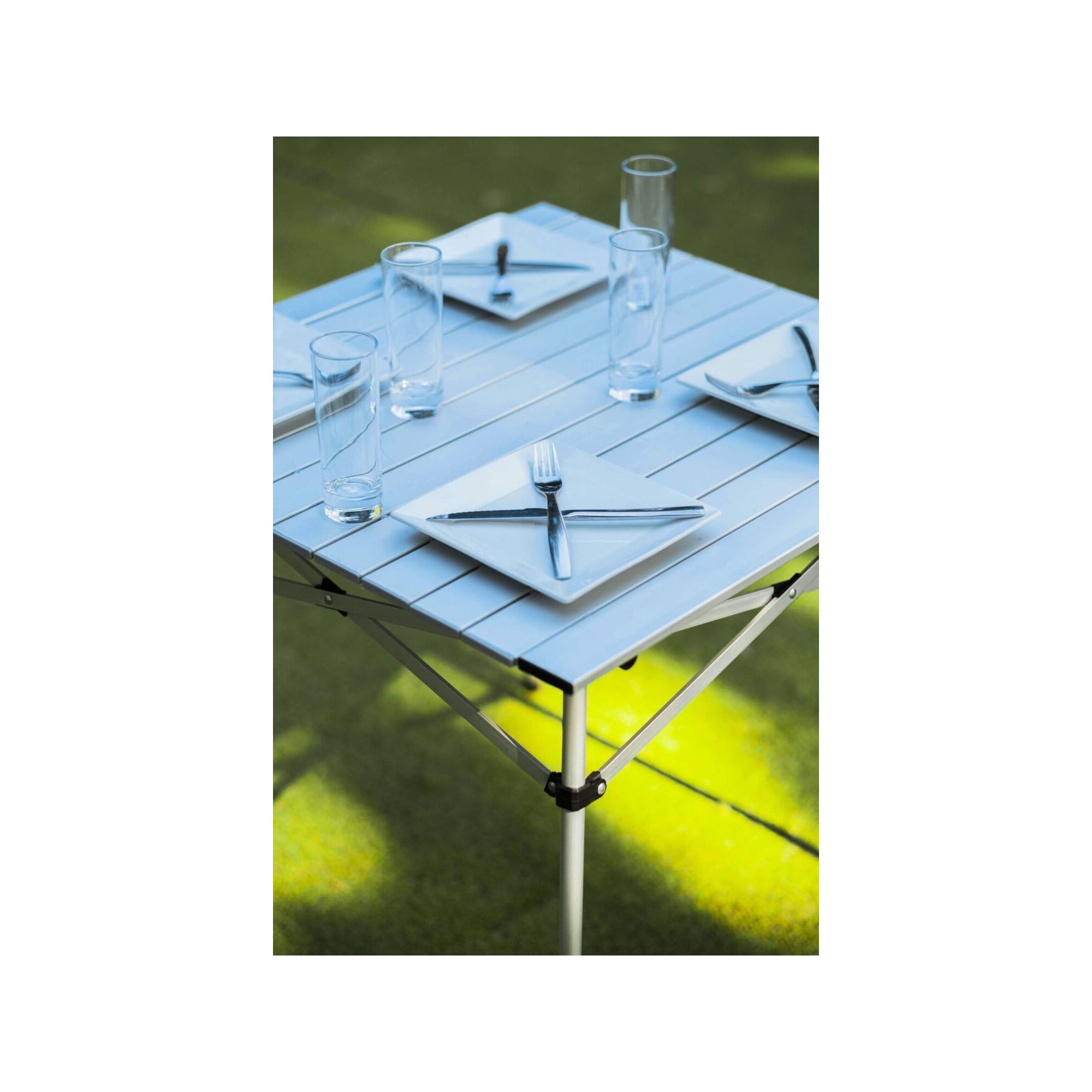 Lot de 2 tables à lattes de camping - O'Camp - Housse de transport inclus - 70 x 70  x 70 cm - Imagen 5