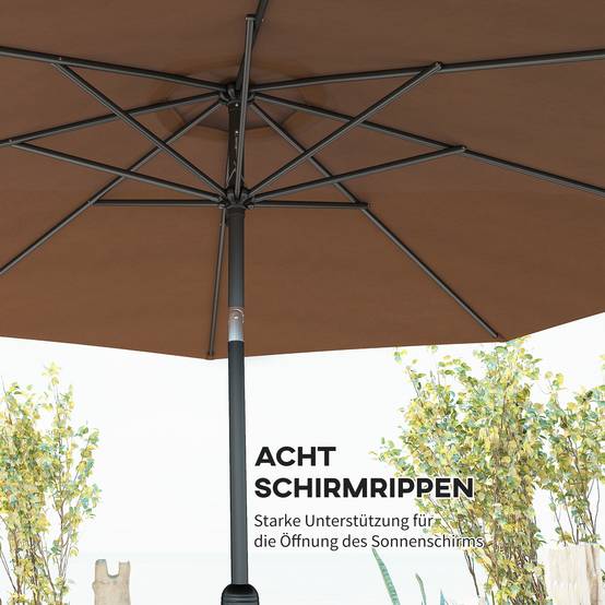 Parasol inclinable en acier et polyester marron 220 x 220 x 220 cm - PANGIVO - Image 7