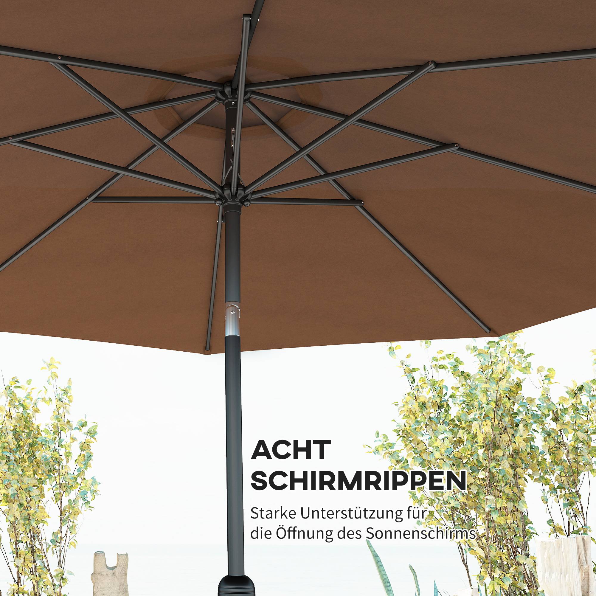 Parasol inclinable en acier et polyester marron 220 x 220 x 220 cm - PANGIVO - Image 7