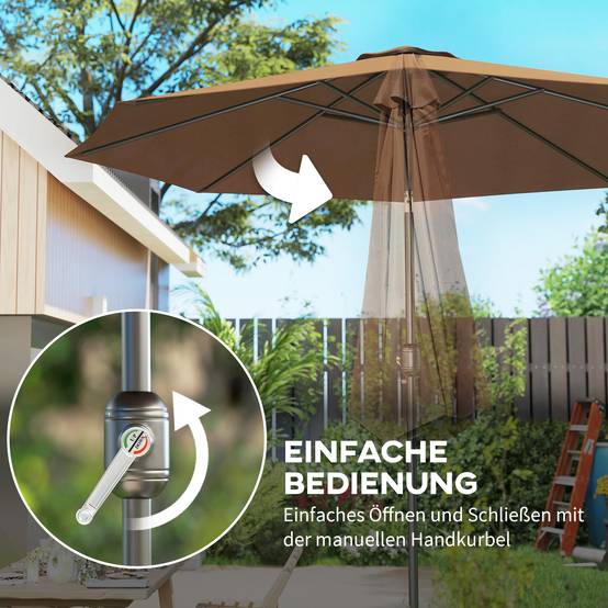Parasol inclinable en acier et polyester marron 220 x 220 x 220 cm - PANGIVO - Image 5
