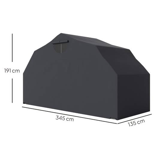Housse moto XXL 345x135x191cm noire imperméable et hivernale, protection extérieure - Image 3